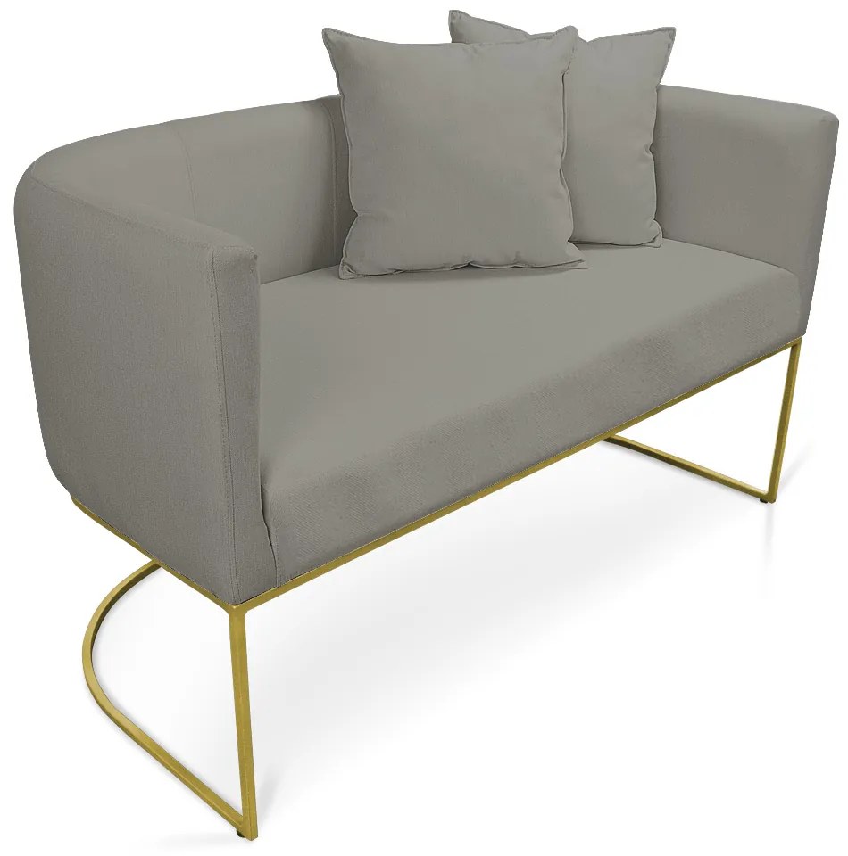 Namoradeira Paola 02 Lugares Linho Base Metálica Dourado D03 - D'Rossi - A26 Grafite