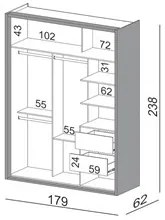 Guarda Roupa Solteiro com Espelho 179cm 2 Portas 100% MDF TW601E Off W