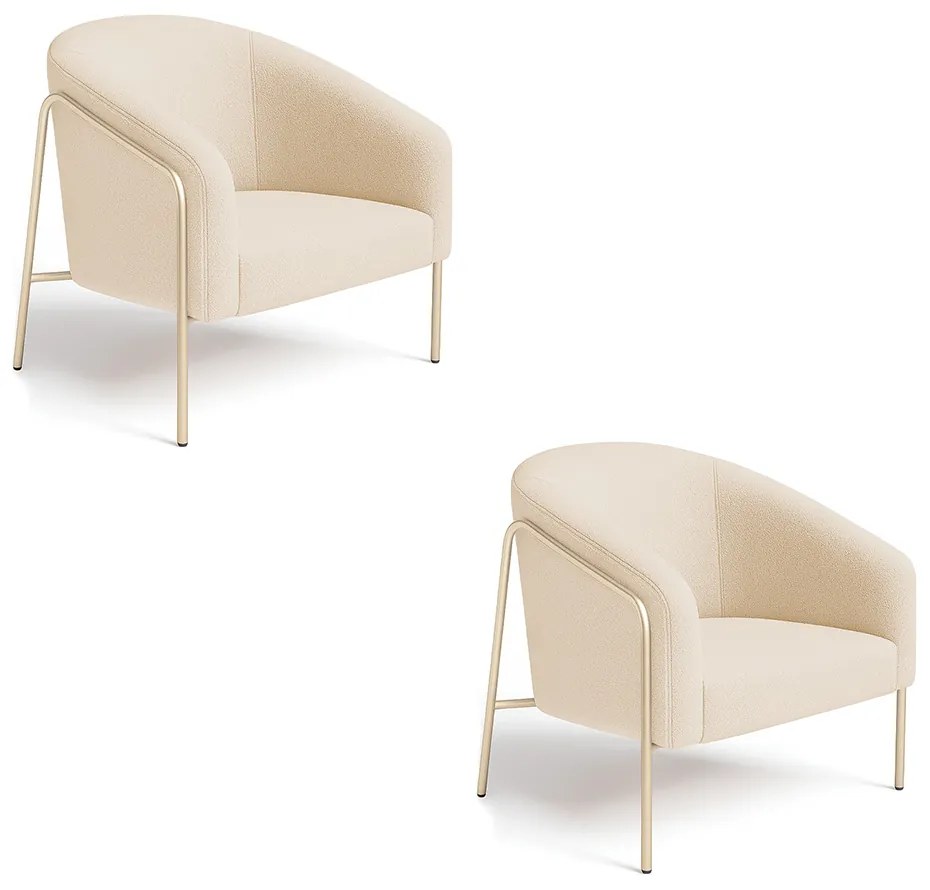 Poltrona Sala Industrial Alta Champanhe Kit 2 Stella Suede D03 - D'Rossi - Bege