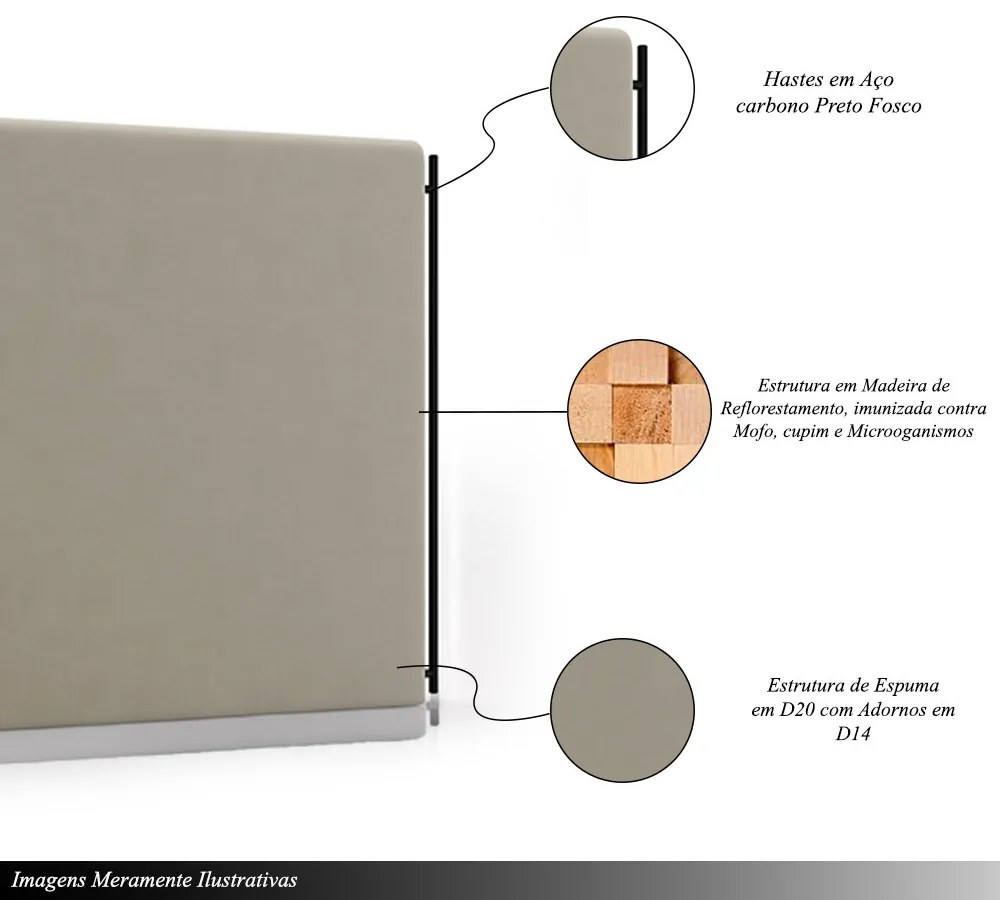 Cabeceira Design para Cama de Casal Bezos Pés em Madeira Veludo Bege G91 - Gran Belo