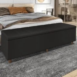 Recamier Baú Estofado Casal 140cm Horus Sintético Marrom Z04 - Mpozena