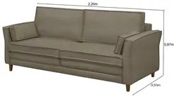 Sofá Living 3 Lugares 220cm Pés Madeira Efraim F05 Veludo Castor - Mpo