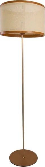 Luminaria De Piso Slim Madeira Cupula Palha Castanho