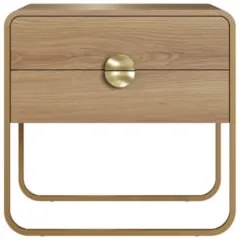 Mesa de Cabeceira Quarto 60cm 2 Gavetas Mario Hanover/Dourado A10 - Mp