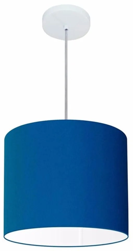 Lustre Pendente Cilíndrico Md-4143 Cúpula em Tecido 35x25cm Azul Marinho - Bivolt