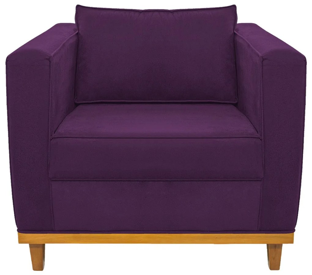 Poltrona Decorativa Europa Suede Roxo ADJ Decor