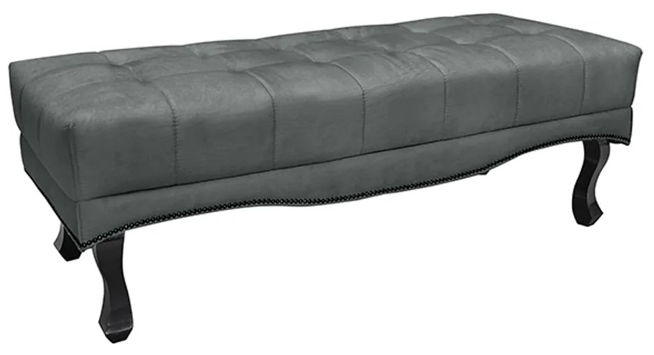 Recamier Decorativo 90cm Loewe Veludo Pés de Madeira Cinza G63 - Gran Belo