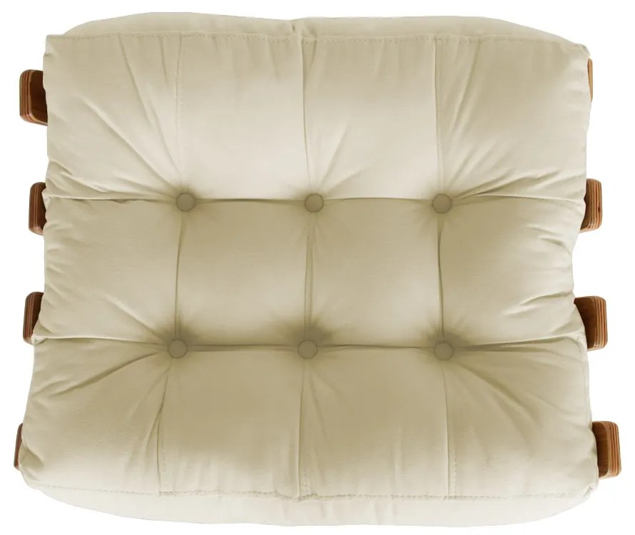 Puff Decorativo Sala de Estar Costela Rib Suede Bege