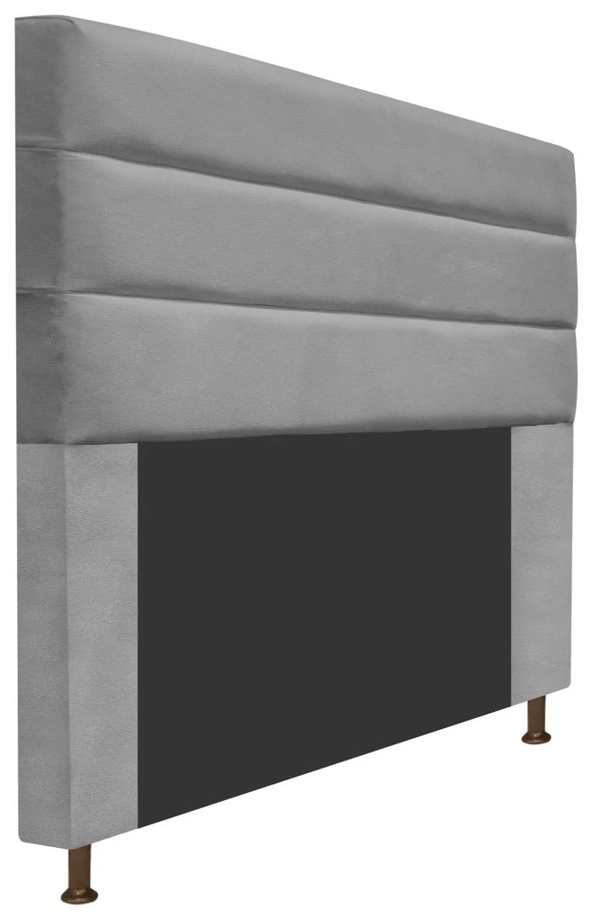 Cabeceira Estofada Turim 195 cm King Size Suede Cinza - ADJ Decor