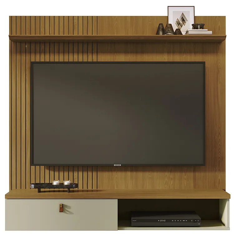 Painel TV 55 Pol 141cm Bancada Suspensa para Sala Seluna M20 - D'Rossi - Cumaru e Opala