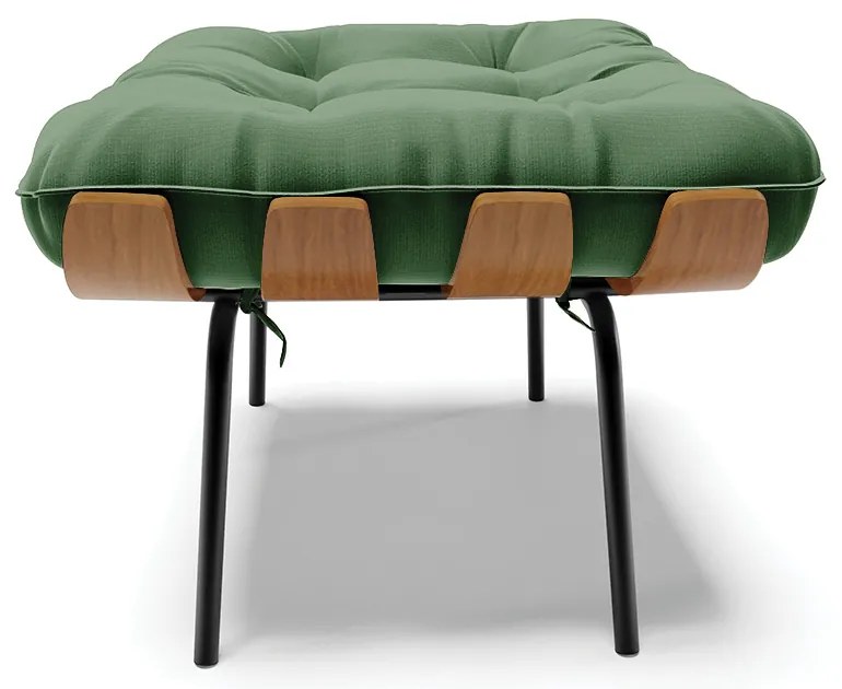 Kit 02 Puffs Costela Suede Base Metálica Preto - D'Rossi - Verde