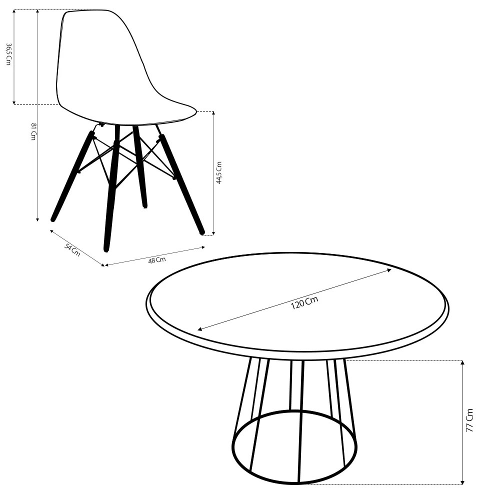Conjunto Mesa de Jantar com 4 Cadeiras Garabit/Telaio Preto/Castanho G04 - Gran Belo
