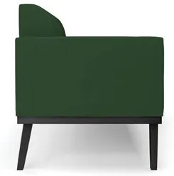 Sofá Namoradeira e 2 Poltronas Base Madeira Preto Maressa Veludo Verde