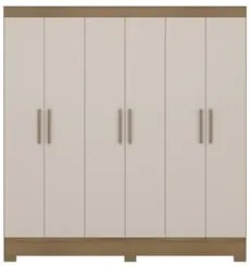 Guarda Roupa Casal 201cm 6 Portas Pratik D02 Amêndola/Off - Mpozenato