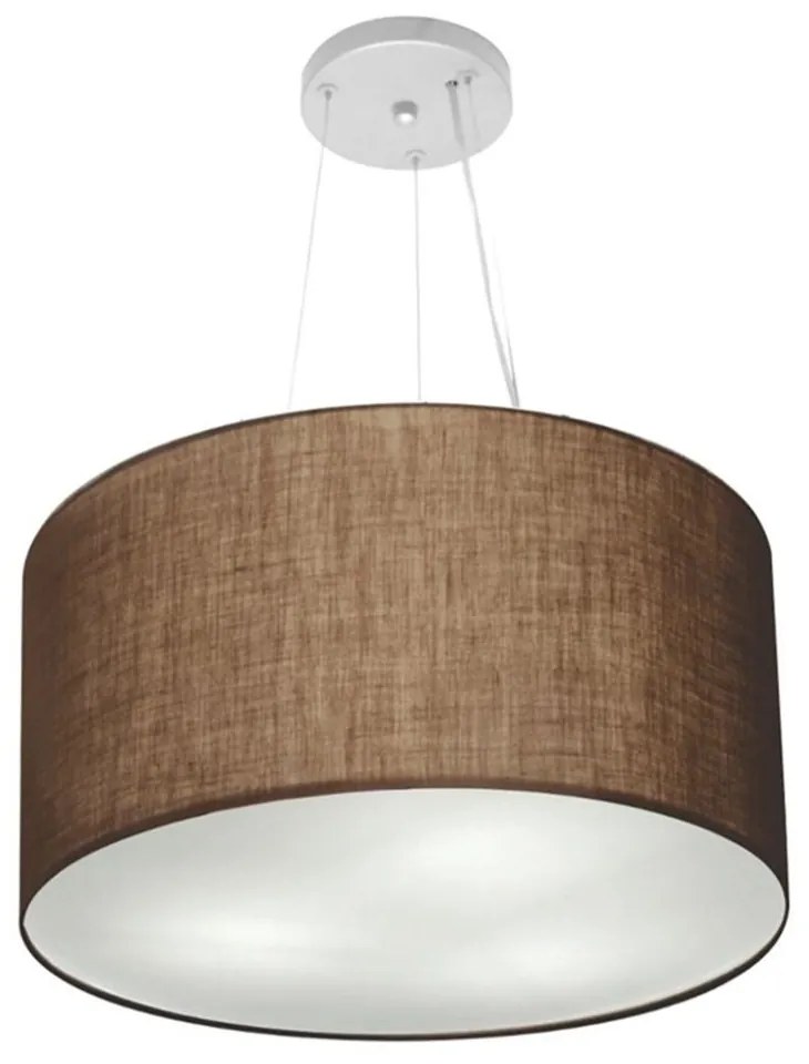 Lustre Pendente Cilíndrico Md-4187 Cúpula em Tecido 45x30cm Café - Bivolt