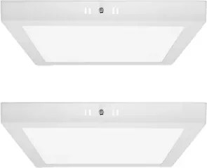 Kit 2 Plafons LED Sobrepor Quadrado Branco 24W Yamamura