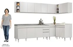 Armário de Cozinha Modulado de Canto 7 Peças CP36 com Pia Inox Branco
