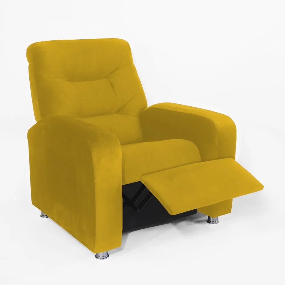 Poltrona Do Papai Reclinável Madri Suede Amarelo