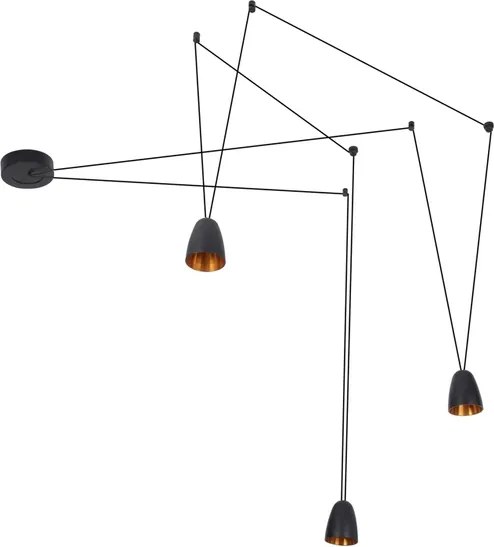 Pendente Led Alumínio Preto E Ouro 15w 3000k Draw
