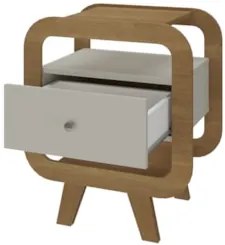 Mesa de Canto Lateral 55cm Para Quarto Nora Off/Pinho A09 - Mpozenat