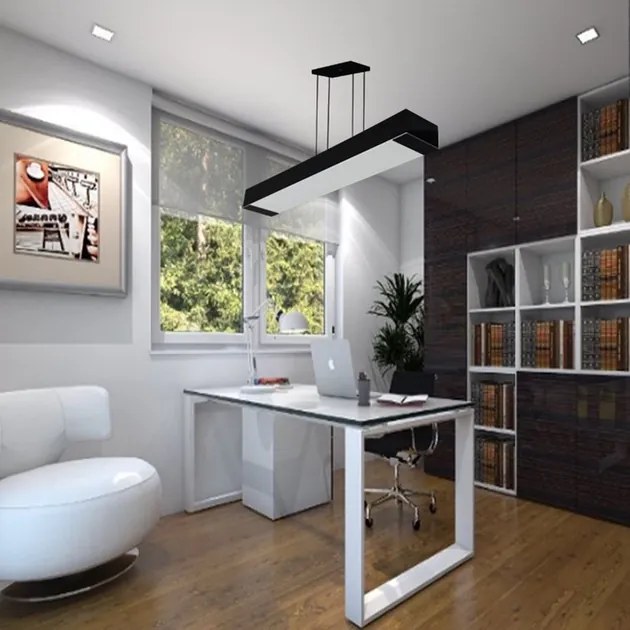 Plafon Led Sobrepor Retangular 18W Preto Valencia - LED BRANCO FRIO (6500K)