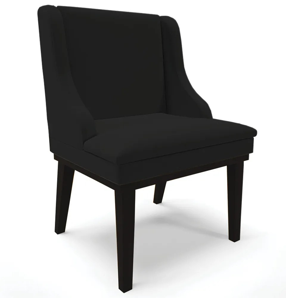 Cadeira Decorativa Sala de Jantar Base Fixa de Madeira Firenze Linho Preto G19 - Gran Belo