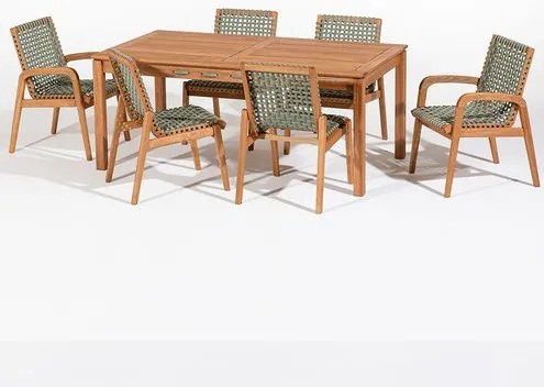 Conj. Trama Mesa 6 Lugares Jatobá Corda Oliva 180cm - 78612 Sun House