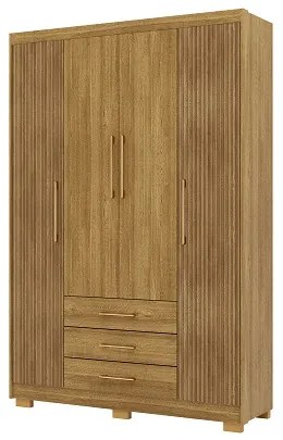Guarda Roupa Espanha 4 Portas e 3 Gavetas Nature/Brisa - Vila Rica Móveis