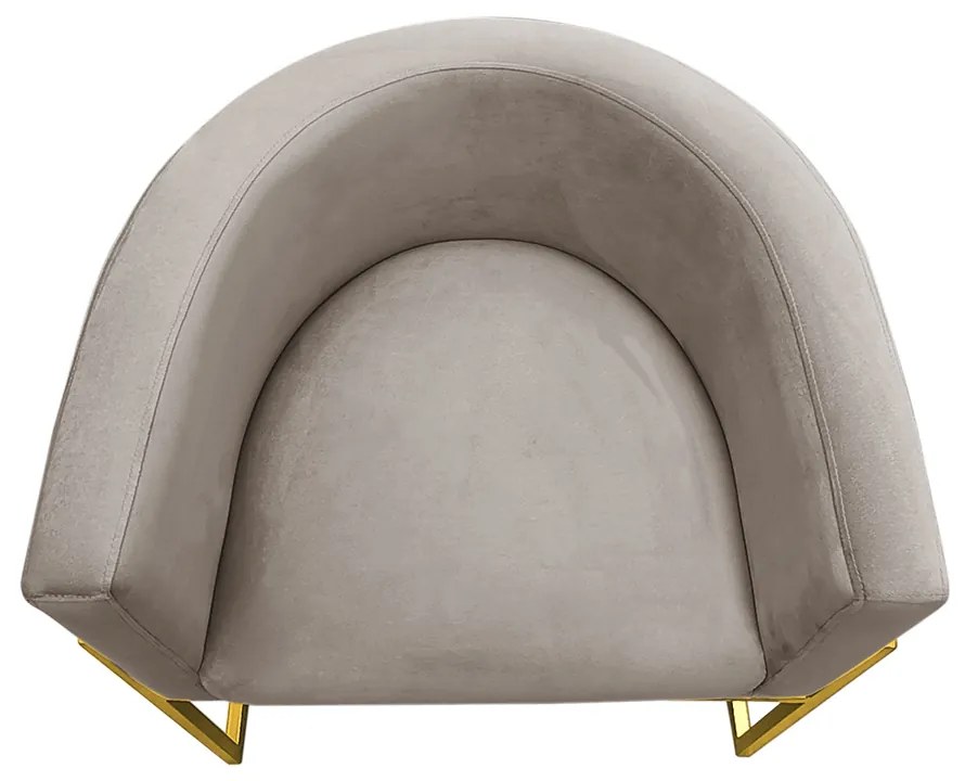 Poltrona Decorativa Base Metal Dourada Luna Veludo Castor - Sheep Estofados - Veludo Castor