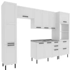 Armário Cozinha 4 Peças Balcão Com Pia CP6B Zaya Branco T01 - Mpozenat