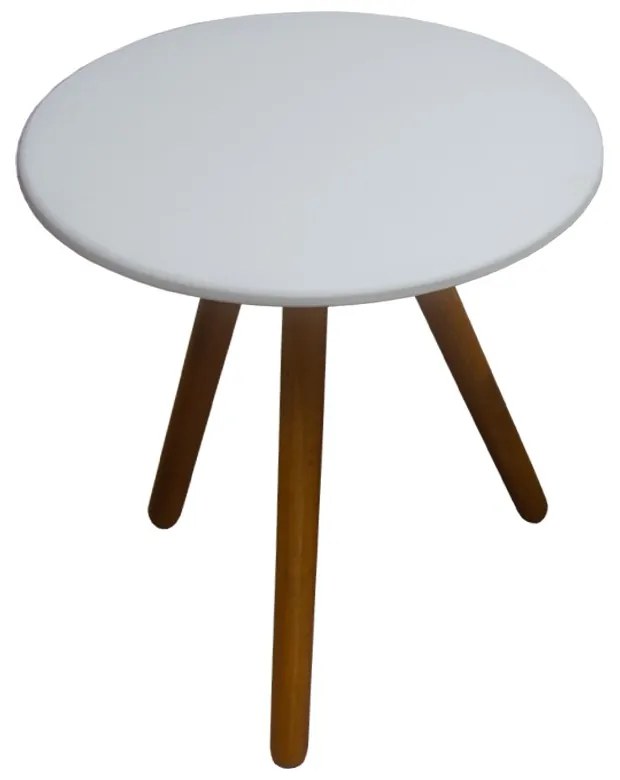 Mesa Lateral Laura Decorativa Tampo Branco Pés Palito