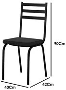 Jogo de Mesa Malva 140cm e 6 Cadeiras 118 Preto - Artefamol