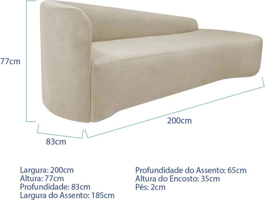 Kit Sofá Curvo França 200cm LD. e Poltrona Luiza Max Conforto, Elegância e Design Moderno Linho