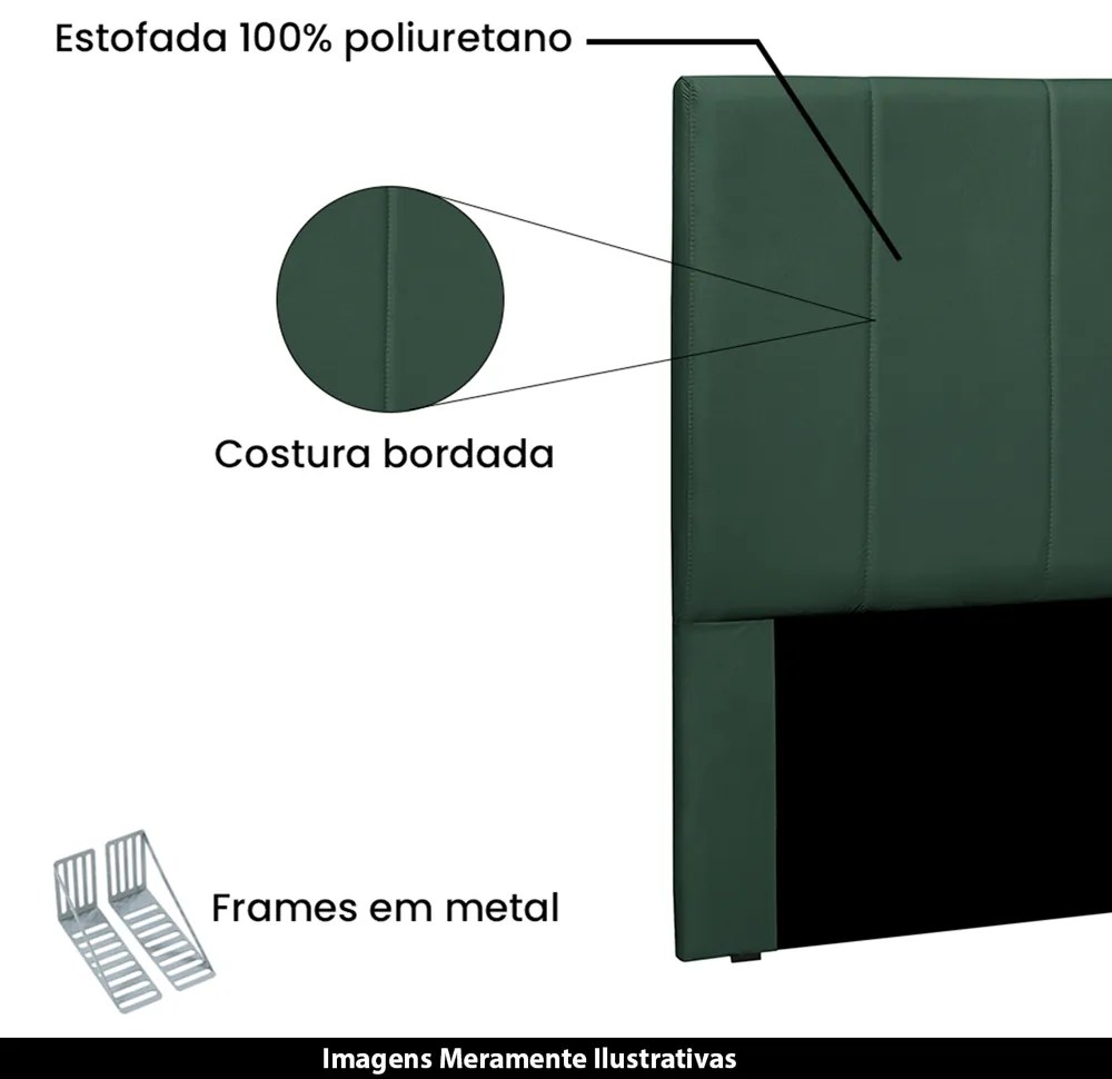 Cabeceira Decorativa Casal 1,40M Erza Veludo Verde Floresta G63 - Gran Belo