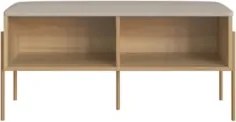 Banco Sapateira Estofada Para Quarto Pé Metal Arlo A10 Hanover/Dourado