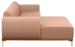 Sofá 255cm 4 Lugares com Chaise Esquerdo Pés Gold Molino C-105 Linho R