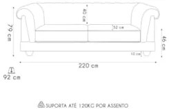 Sofá 3 Lugares Sala de Estar 220cm Otto Z32 Sintético Marrom - Mpozena