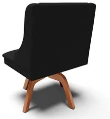 Cadeira Estofada para Sala de Jantar Base Giratória de Madeira Lia Lin