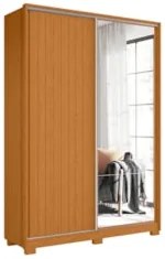 Guarda Roupa Solteiro com Espelho Rizatto Flex A02 Off/Cinamomo - Mpoz