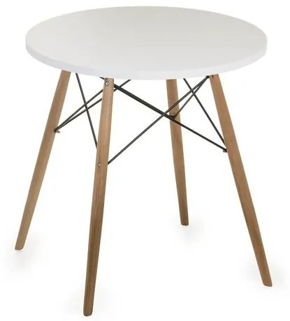 Mesa Eames 60 cm Tampo Redondo Branco Base Madeira Clara - 28579 Sun House