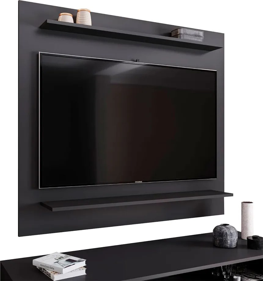 Painel para TVs até 50 Linden MDP/BP com 2 Prateleiras Preto G96 - Gran Belo