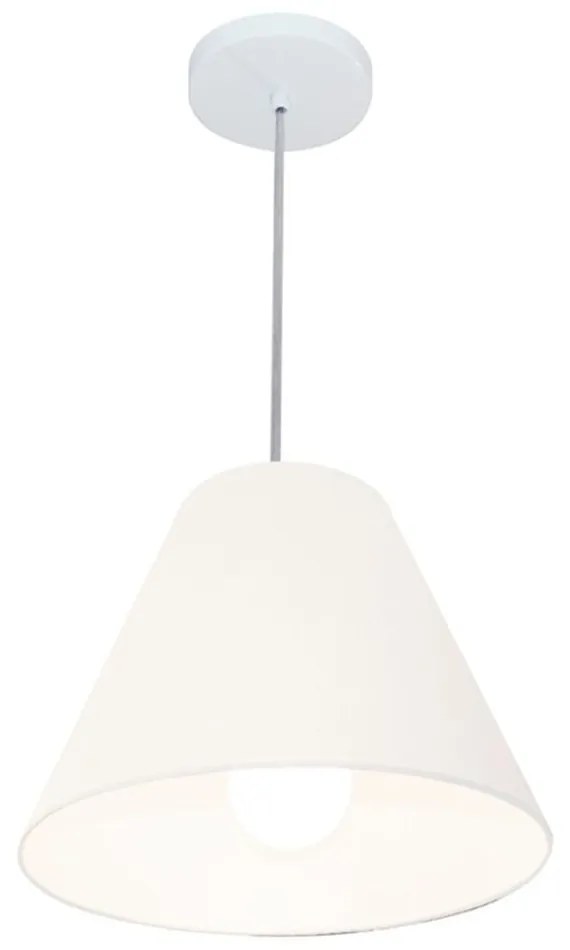 Lustre Pendente Cone Md-4028 Cúpula em Tecido 25/30x12cm Branco - Bivolt