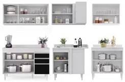 Armário de Cozinha Modulado de Canto 6 Peças CP29 Balcão com Tampo Bra