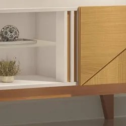 Painel Para TV 60 Pol. Like e Rack Bancada Lilli H01 Off White/Cinamom