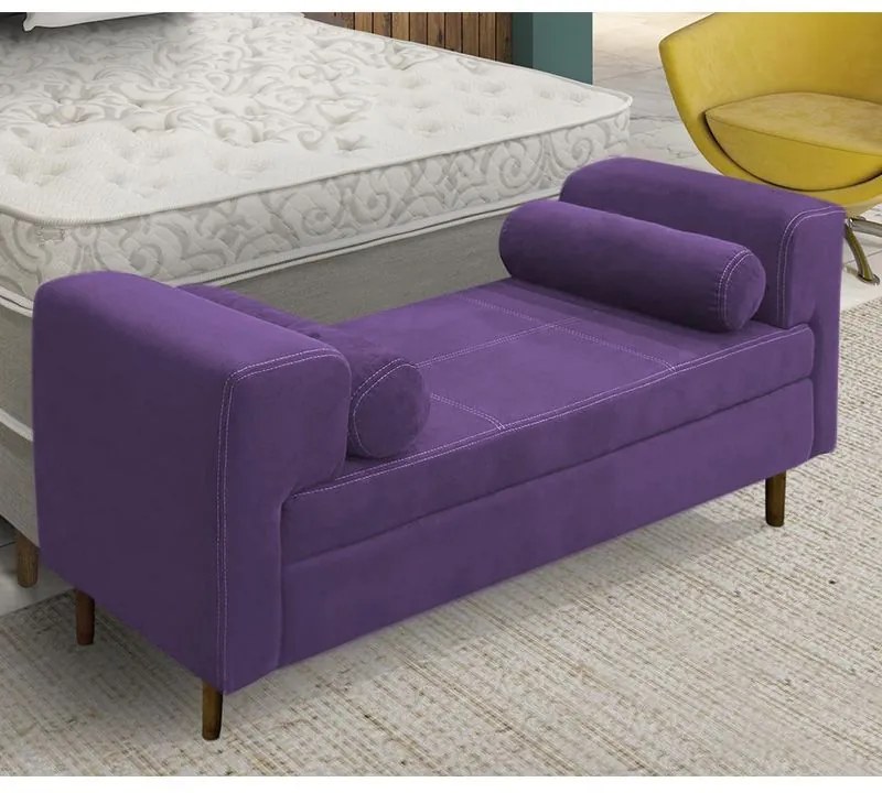 Recamier Casal Queen 160cm Turim Veludo Roxo - Simbal - Violeta escuro