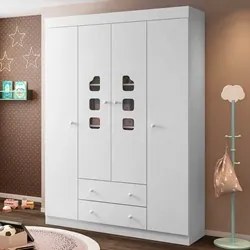 Guarda Roupa Infantil 04 Portas 100% MDF Livia Branco - Phoenix