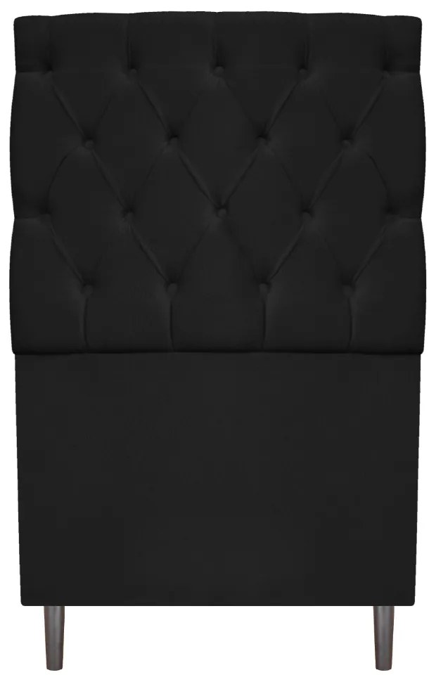 Kit Cabeceira e Calçadeira Liverpool 90 cm Solteiro Suede Preto - ADJ Decor