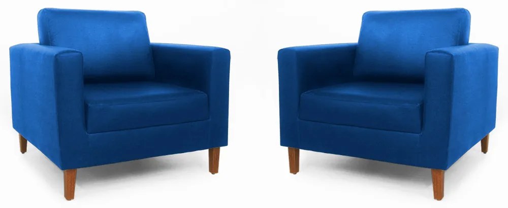 Conjunto 2 Poltrona Decorativa Gabriela Suede Azul Royal