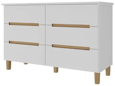 Comoda Logan 6 Gavetas em MDF cor Branco e Olmo 136 cm - 73078 Sun House
