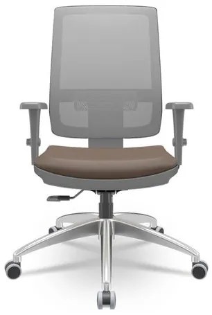 Cadeira Brizza Diretor Grafite Tela Cinza Assento Vinil Marrom Base RelaxPlax Alumínio - 66026 Sun House